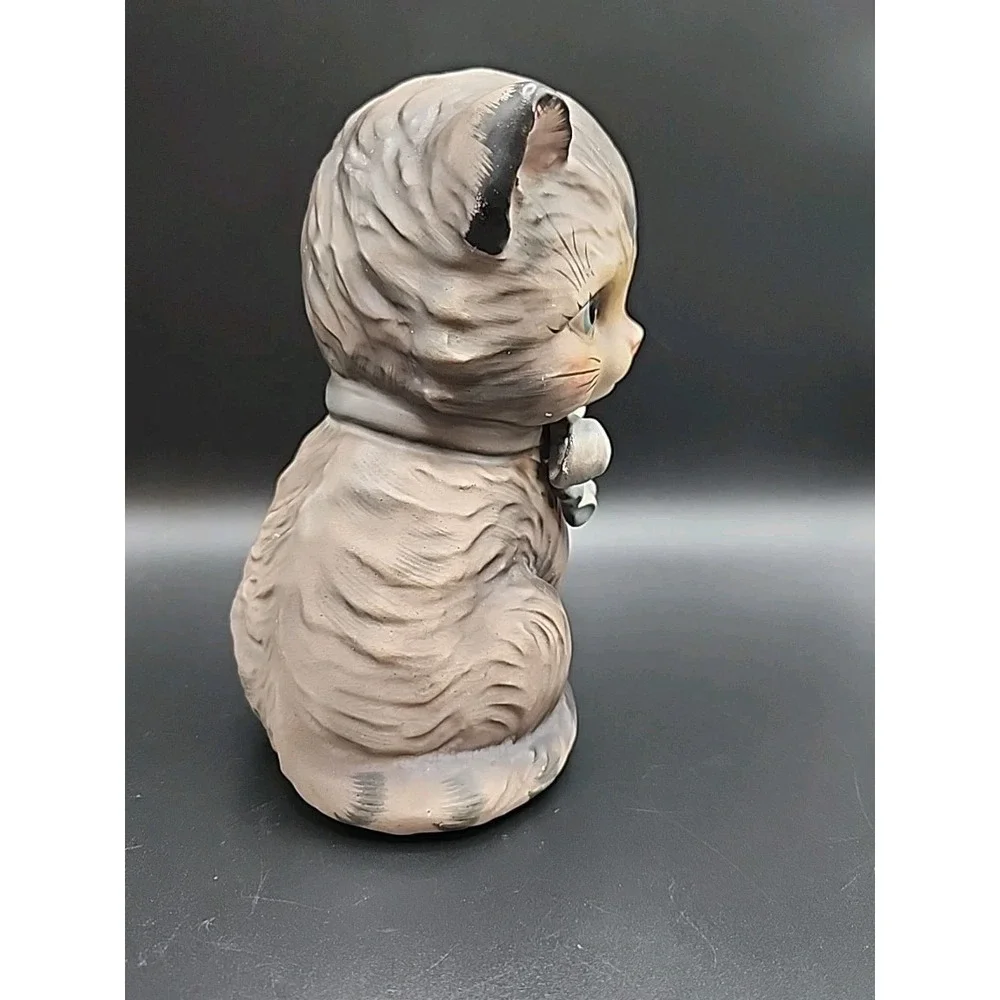 Vintage Lefton Gray Kitten Cat Ceramic Bank #1565